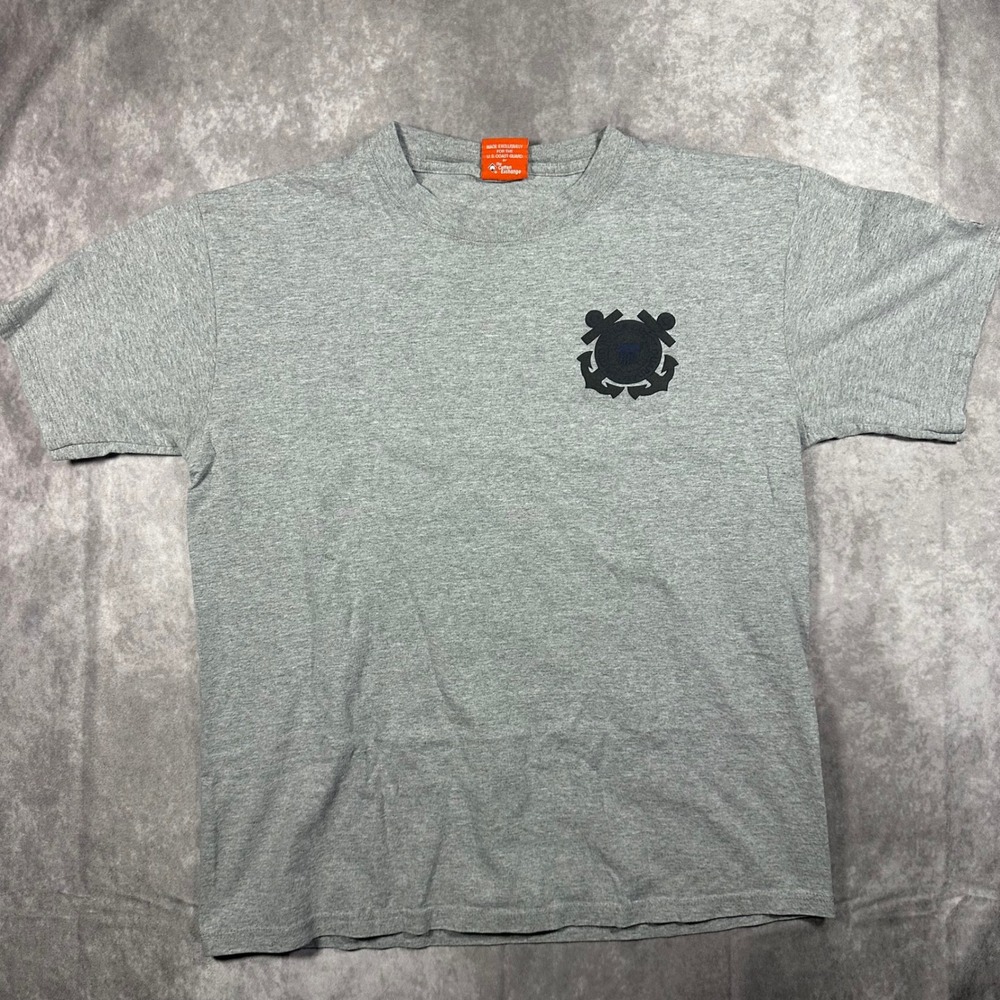 Vintage US Coast Guard T-Shirt Mens M Grey Cotton Exchange USA Made 90s Military